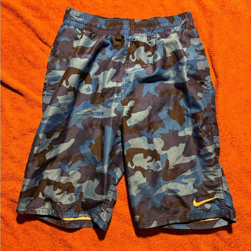 Nike blue camo shorts/ swim trunks